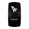 ROCKET rocker switch with laser-etched rocket icon, in daylight