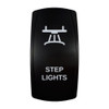 STEP LIGHTS rocker switch with laser-etched puddle / step lights icon, in daylight