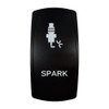 SPARK rocker switch with laser-etched spark plug / ignition icon, in daylight