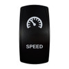 SPEED rocker switch with laser-etched speedometer icon, in daylight