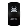 BUMPER LIGHT BAR rocker switch with laser-etched bumper light bar icon, in daylight