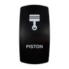PISTON rocker switch with laser-etched piston / performance icon, in daylight