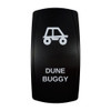 DUNE BUGGY rocker switch with laser-etched dune buggy icon, in daylight