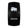 BISON rocker switch with laser-etched bison icon, in daylight