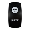 SLEEP rocker switch with laser-etched sleepy icon, in daylight
