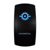 DIFFERENTIAL rocker switch with laser-etched differential icon, with the blue LED backlight on