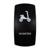 SCOOTER rocker switch with laser-etched scooter / moped icon, in daylight