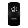 SIREN/PA rocker switch with laser-etched siren / pa icon, in daylight