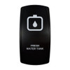 FRESH WATER TANK rocker switch with laser-etched fresh water tank icon, in daylight