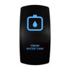 FRESH WATER TANK rocker switch with laser-etched fresh water tank icon, with the blue LED backlight on