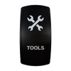 TOOLS rocker switch with laser-etched tools icon, in daylight