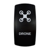 DRONE rocker switch with laser-etched drone icon, in daylight