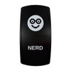 NERD rocker switch with laser-etched nerd icon, in daylight
