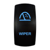 WIPER rocker switch with laser-etched wiper / washer icon, with the blue LED backlight on