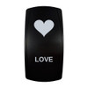 LOVE rocker switch with laser-etched heart icon, in daylight