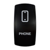 PHONE rocker switch with laser-etched phone icon, in daylight