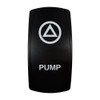 PUMP rocker switch with laser-etched pump icon, in daylight