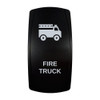 FIRE TRUCK rocker switch with laser-etched fire truck icon, in daylight