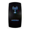 ANTENNA rocker switch with laser-etched antenna icon, with the blue LED backlight on