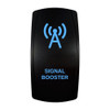 SIGNAL BOOSTER rocker switch with laser-etched signal booster icon, with the blue LED backlight on