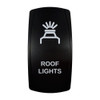 ROOF LIGHTS rocker switch with laser-etched roof lights icon, in daylight