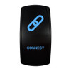 CONNECT rocker switch with laser-etched connect icon, with the blue LED backlight on