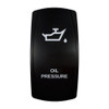 OIL PRESSURE rocker switch with laser-etched oil pressure icon, in daylight