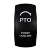 POWER TAKE-OFF rocker switch with laser-etched pto icon, in daylight