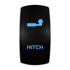 HITCH rocker switch with laser-etched hitch / tow icon, with the blue LED backlight on