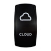 CLOUD rocker switch with laser-etched cloud icon, in daylight