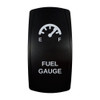 FUEL GAUGE rocker switch with laser-etched fuel gauge icon, in daylight