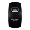 FOUR WHEEL DRIVE rocker switch with laser-etched 4wd icon, in daylight