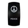 PEACE rocker switch with laser-etched peace icon, in daylight