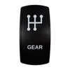 GEAR rocker switch with laser-etched gear shift icon, in daylight