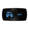 UTV horizontal rocker switch with laser-etched utv / side-by-side icon, with the blue LED backlight on