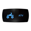 ATV horizontal rocker switch with laser-etched atv / quad icon, with the blue LED backlight on