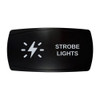 STROBE LIGHTS horizontal rocker switch with laser-etched strobe lights icon, in daylight