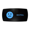NEUTRAL horizontal rocker switch with laser-etched neutral icon, with the blue LED backlight on