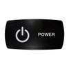 POWER horizontal rocker switch with laser-etched power on/off icon, in daylight