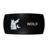 WOLF horizontal rocker switch with laser-etched wolf icon, in daylight