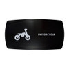 MOTORCYCLE horizontal rocker switch with laser-etched motorcycle icon, in daylight