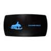 SNOWMOBILE horizontal rocker switch with laser-etched snowmobile icon, with the blue LED backlight on