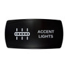 ACCENT LIGHTS horizontal rocker switch with laser-etched led strip / accent icon, in daylight