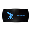 TELESCOPE horizontal rocker switch with laser-etched telescope icon, with the blue LED backlight on