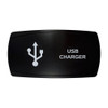 USB CHARGER horizontal rocker switch with laser-etched usb charger icon, in daylight