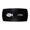 FISH horizontal rocker switch with laser-etched fish icon, in daylight