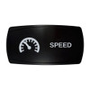 SPEED horizontal rocker switch with laser-etched speedometer icon, in daylight