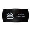 BUMPER LIGHT BAR horizontal rocker switch with laser-etched bumper light bar icon, in daylight