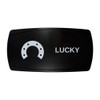LUCKY horizontal rocker switch with laser-etched horseshoe icon, in daylight