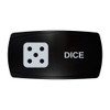 DICE horizontal rocker switch with laser-etched dice icon, in daylight